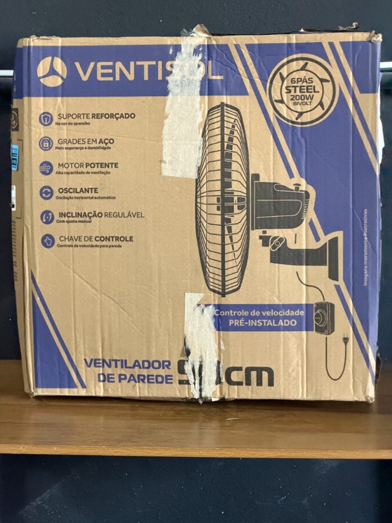 Ventisol Ventilador de Parede Oscilante, Steel, Preto/Prata, 50cm, Bivolt