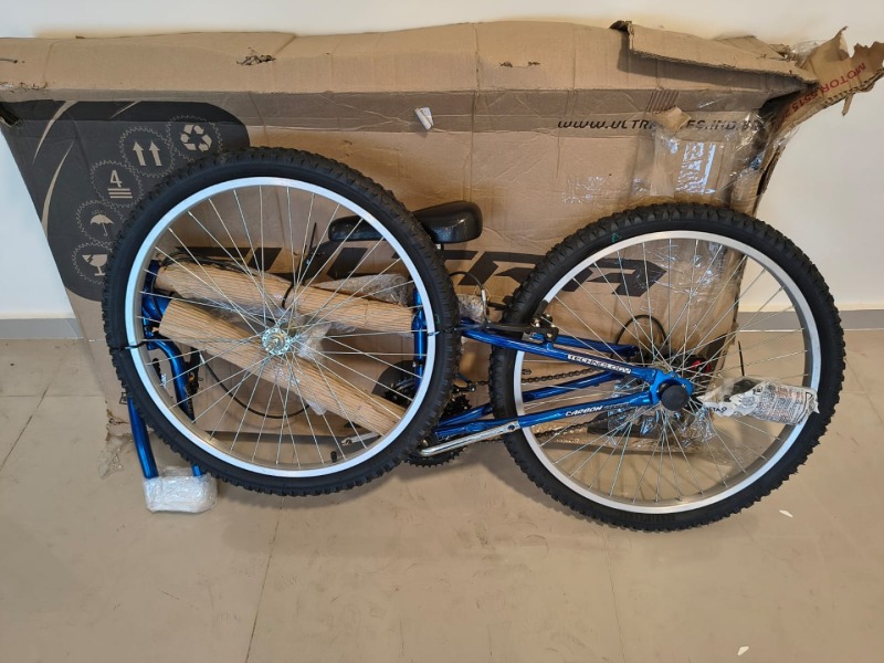 Bicicleta Ultra Bikes Rebaixada Aro 24 Reforçada Freio V-Brake Azul