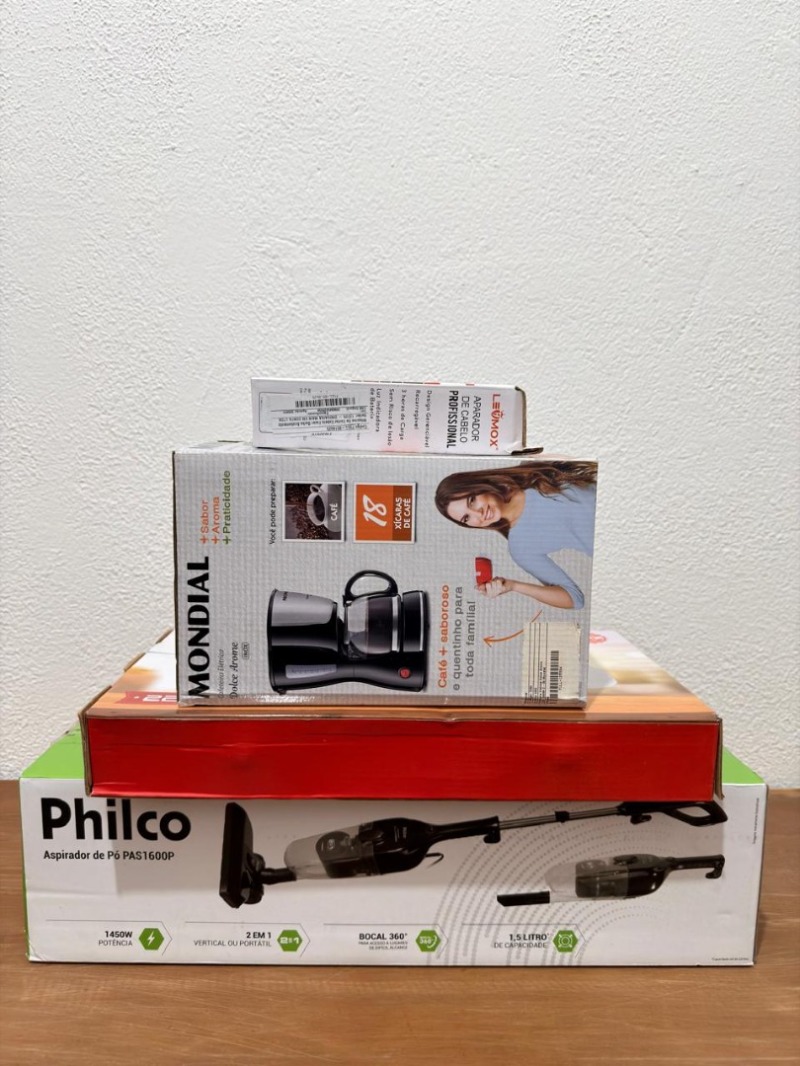 Aspirador de Pó Vertical Philco 2 em 1 PAS1600P 1,5L 1450W 220V + Cafeteira + Fogão Fogareiro Elétrico Portátil 2 Bocas 2000w + Máquina De Cortar Cabelo