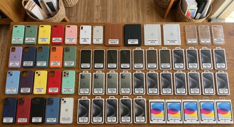 LOTE COM APROX 1800 CAPINHAS E PELÍCULAS PARA IPHONE