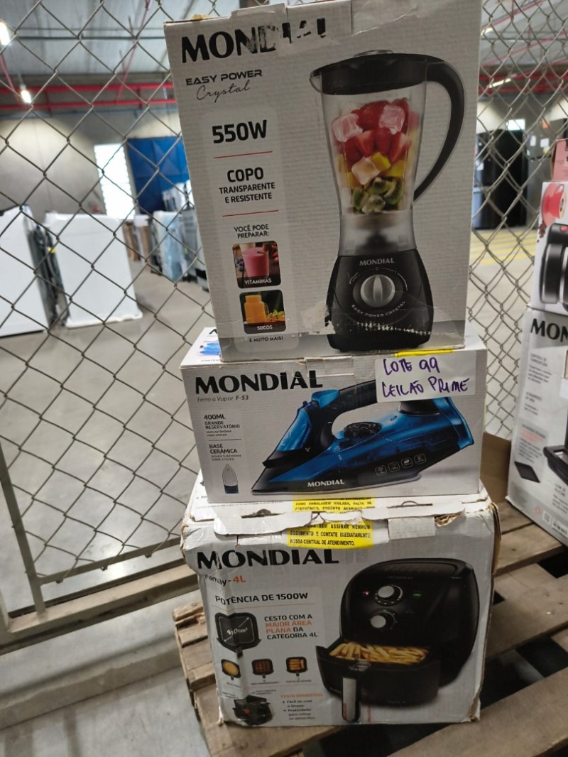 FRITADEIRA ELET MONDIAL AFN40-FB FAMILY 4L PT 110V + FERRO A VAPOR MONDIAL F-53 1200W PTO/AZ 220V + LIQUIDIFICADOR 2VEL MONDIAL EASY POWER L-550 550W BC 110V