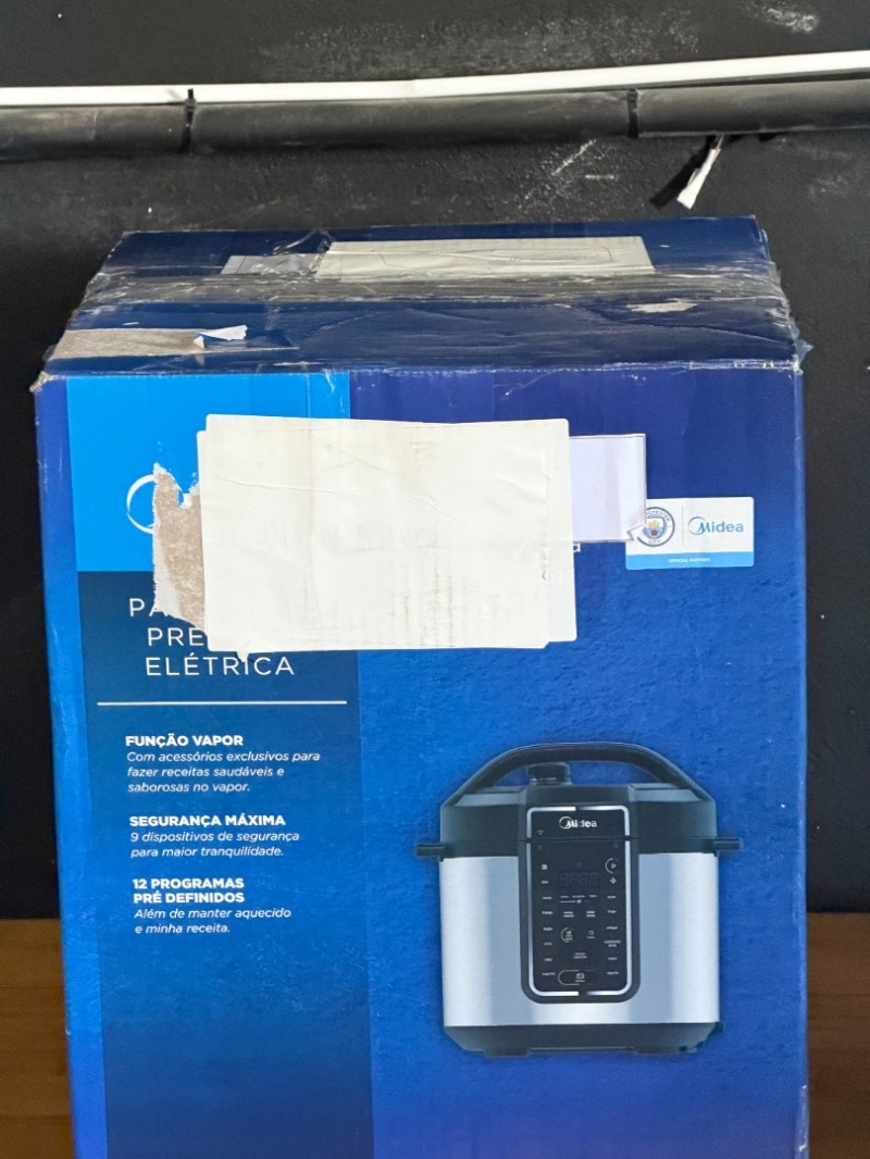 Midea Panela de Pressão Elétrica 6L com 12 receitas pré-programadas, 3 níveis de pressão e display digital, silenciosa e segura com 10 recursos de segurança, 127V