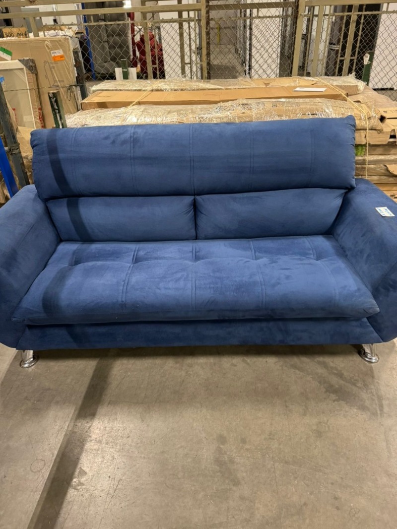 SOFÁ 3 LUGARES LINOFORTE BÉLGICA SUEDE AZUL MARINHO