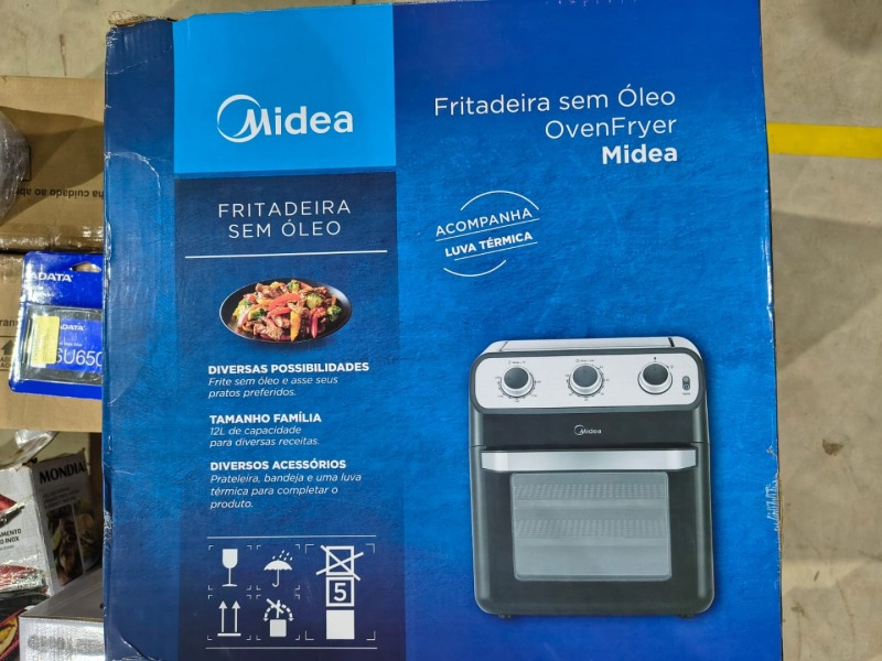 LOTE 12 - FRITADEIRA AIRFRYER MIDEA 12L + CHALEIRA ELÉTRICA + VENTILADOR DE TETO + SSD 40GB + DIVERSOS