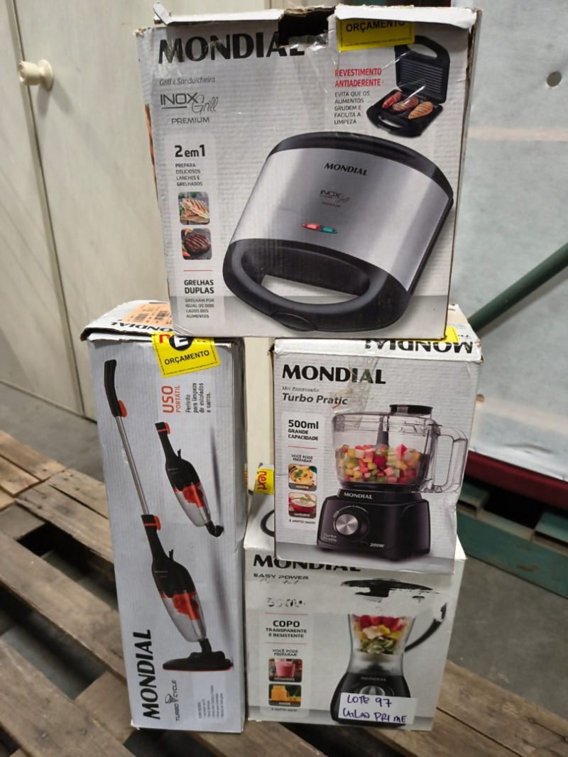 MINI PROCESSADOR MONDIAL TURBO PRATIC MP-16 PTO 110V + LIQUIDIFICADOR 2VEL MONDIAL EASY POWER L-550 550W BC 110V + ASPIRADOR STICK 1500W MONDIAL AP40 B 110V