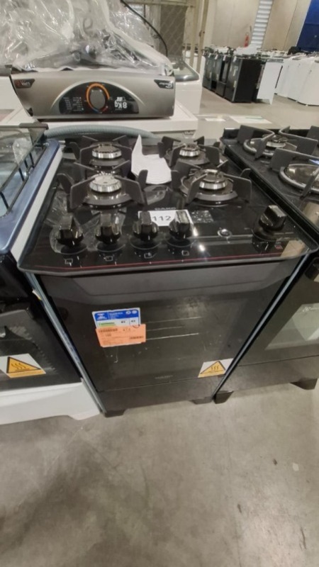 FOGÃO 4 BOCAS PISO ATLAS DAKO MAGISTER GLASS BIVOLT PRETO