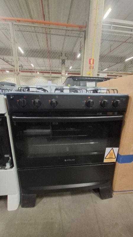 FOGÃO 5B PISO ATLAS MONACO PLUS BIVOLT PRETO